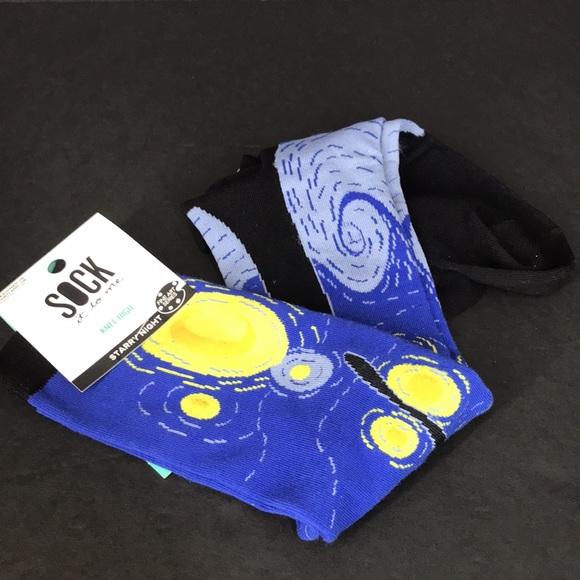 NWT Sock It To Me knee high socks Fine Art Series Vincent Van Gogh Starry Night - Picture 5 of 13